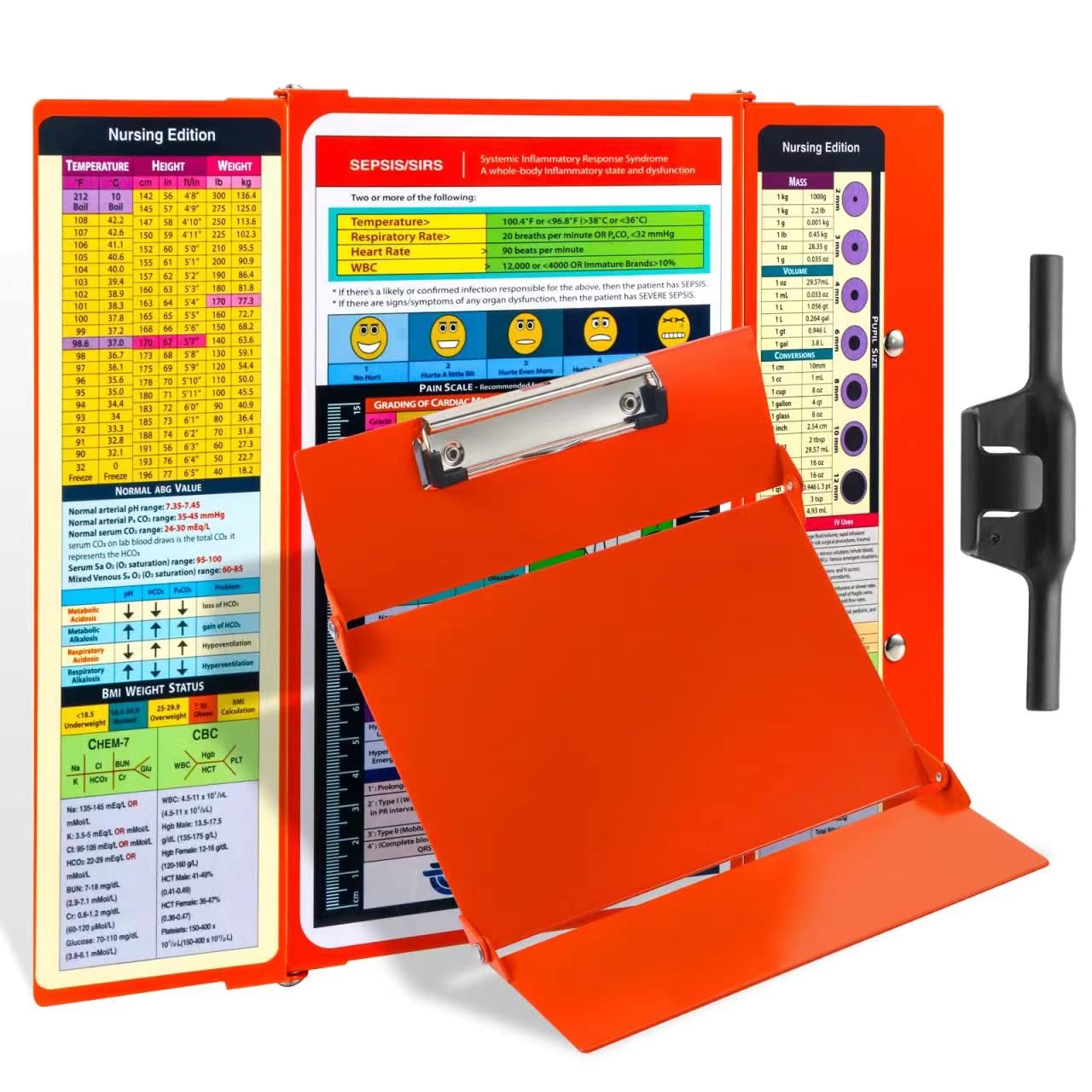 Nursing Clipboard with and Medical Edition Cheat Sheets 3 Layers Aluminum Foldable Nurse Clip Board Nursing Student Essentials - Foldable Clipboard Nursing Nursing School Essentials