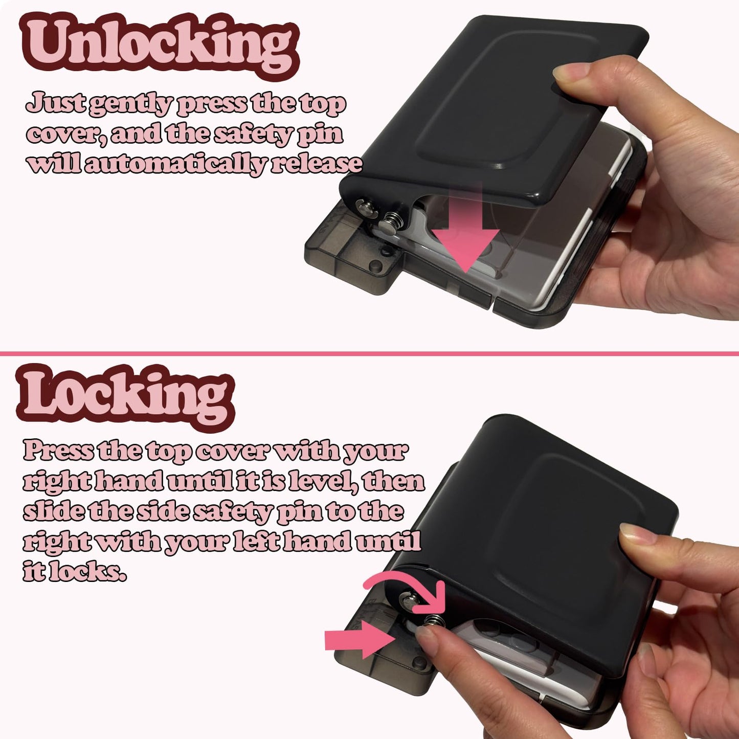 10 Hole Punch Binding Machine for Planners, Manual Paper Puncher for DIY Loose Leaf Notebooks, Includes 18 Colorful Binder Rings, Perfect for A4/A5/B5 DIY Scrapbooking, Black