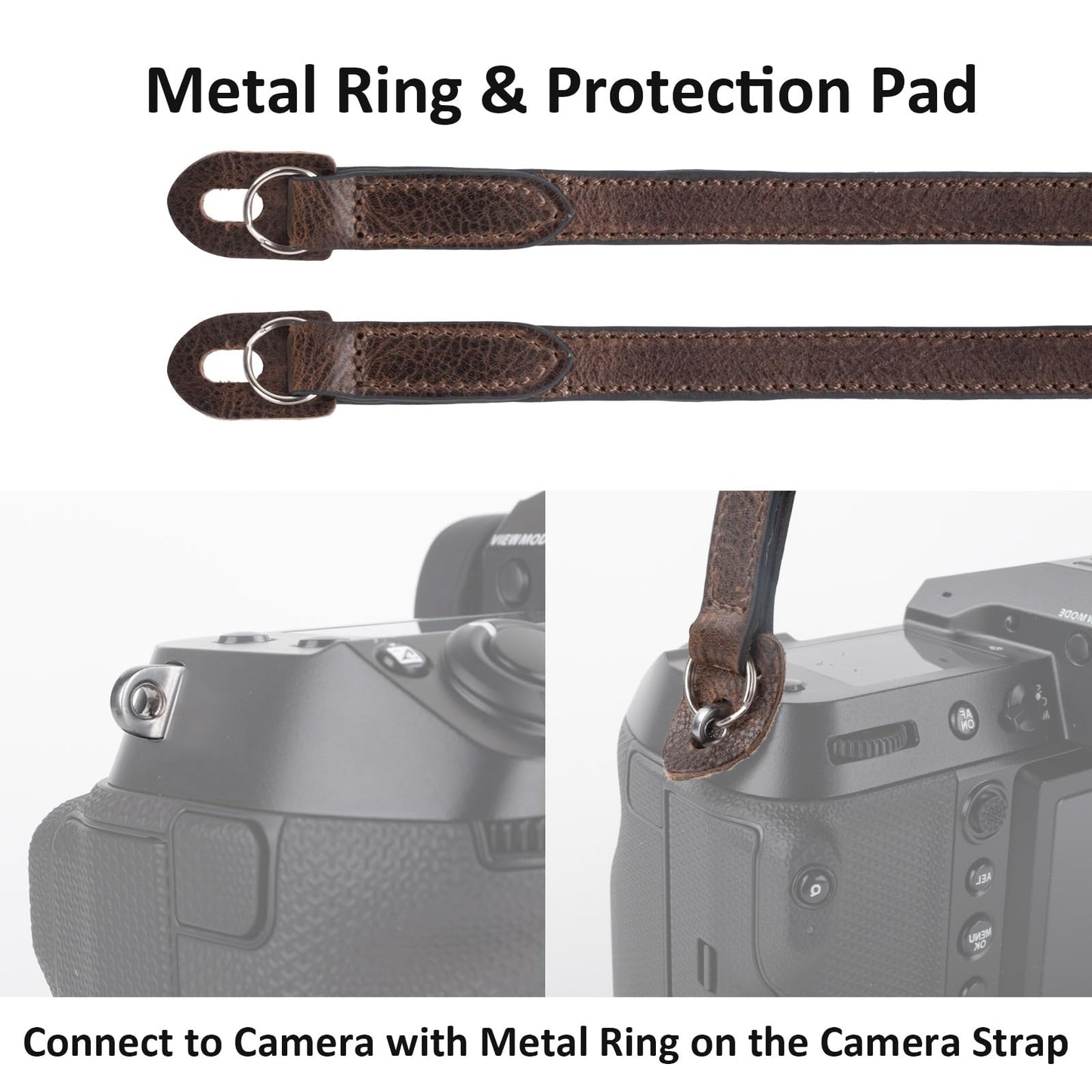 MUZIRI KIINOKOO Genuine Leather Camera Neck Shoulder Strap - Vintage Leather Shoulder Strap for Most of Digital Cameras - Retro Brown
