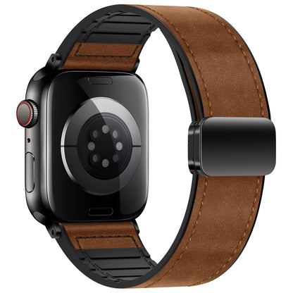 Eweison Genuine Leather Band Compatible with Apple Watch Band 44mm 45mm 46mm 49mm for Men Women,Adjustable Magnetic Strap Top Grain Leather Wristband for iWatch Series 11 10 9 8 7 6 SE 5 4 Ultra 3 2 1