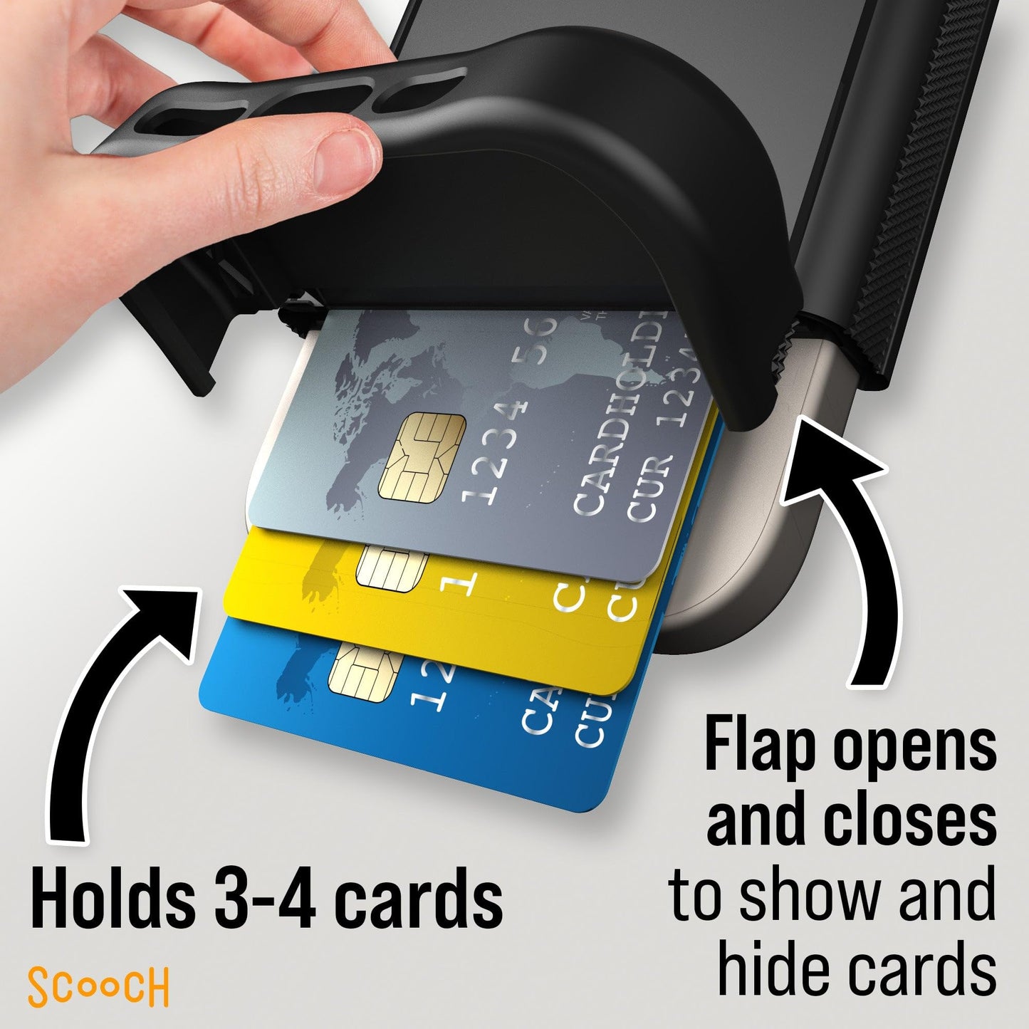 Scooch for Samsung Galaxy S24 Ultra Case with Card Holder, Wingmate Wallet Case with Hidden Card Slot and RFID Protection, Holds up to 4 Cards, 10-Foot Drop Protection, Black