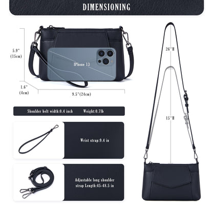 Switrock Small Crossbody Bags for Women,Leather Wristlet Clutch Mini Cell Phone Crossbody Wallet Purses with Card Slots