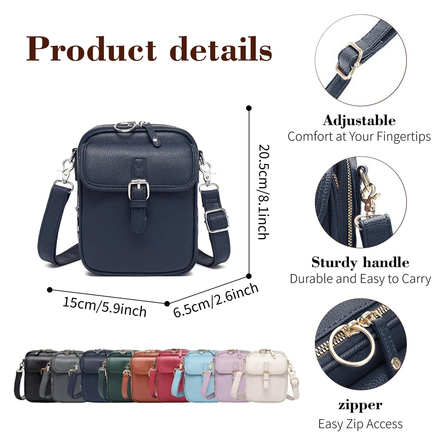 Leather Crossbody Bags for Women Travel Small Crossbody Purse Anti Theft Waterproof Bum Bag with Built in Wallet