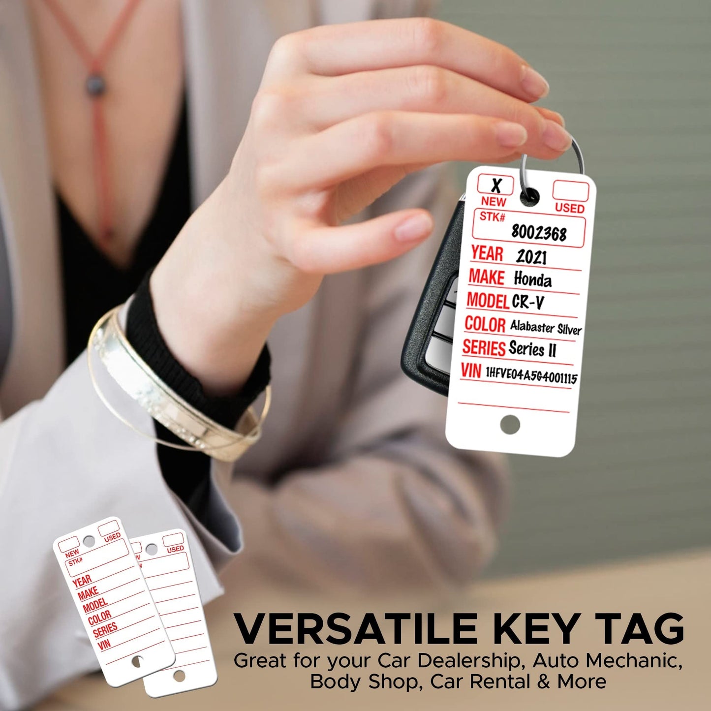 Poly Tag White Key Tags with Ring - 250 Count - Includes Rings and 2 Fine Point Pens - Plastic Car and Automotive Dealer Tags