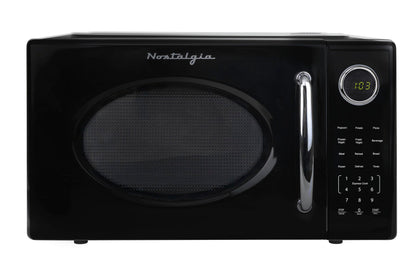 Nostalgia Retro Microwave Oven - 0.7 Cu Ft, 700-Watt Countertop Size with Glass Turntable, Child Safety Lock, 8 Auto-Cook Programs, Digital Clock - Aqua