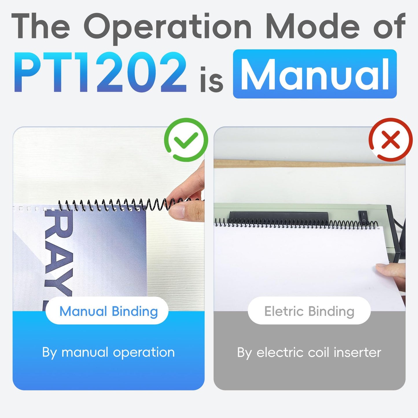 Rayson PT1202 Coil Binding Machine, 3:1 Pitch, 32 Hole Punch for Spiral & Click Binding Spines, Metal Spiral Binder Hole Punch, Punches 12 Sheets at a Time