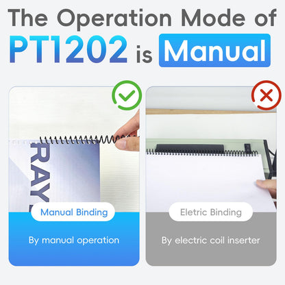 Rayson PT1202 Coil Binding Machine, 3:1 Pitch, 32 Hole Punch for Spiral & Click Binding Spines, Metal Spiral Binder Hole Punch, Punches 12 Sheets at a Time
