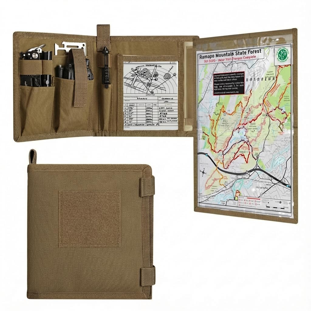 KOSIBATE Map Case, Military Map Protector, Water-resistant Map Pouch Holder for Outdoors or Hiking