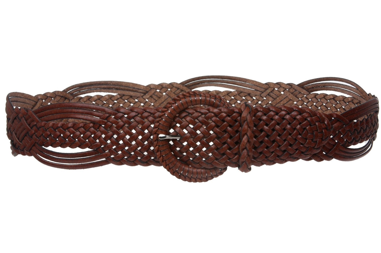 2" (50 mm) Genuine Leather Braided Woven Belt, Tan | M/L