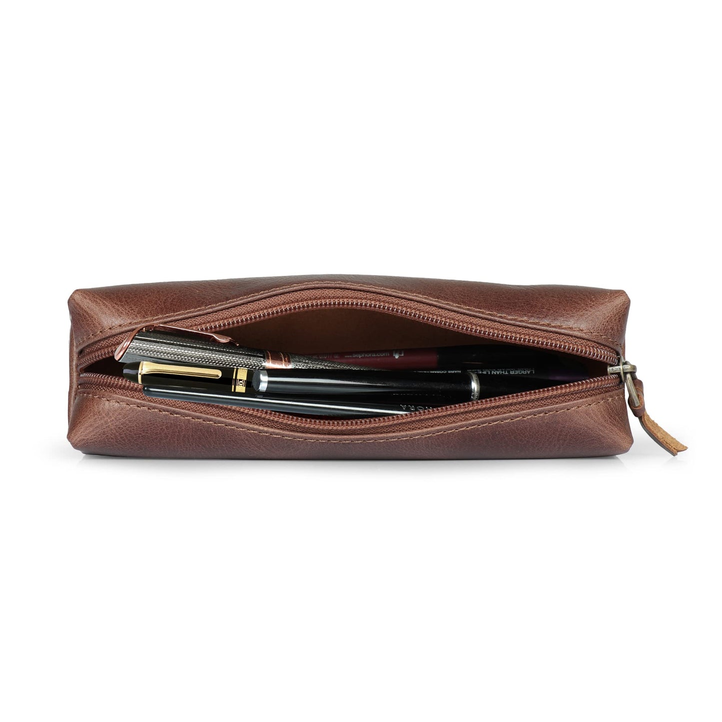 Londo Genuine Leather Zipper Pen, Pencil & Cosmetic Case