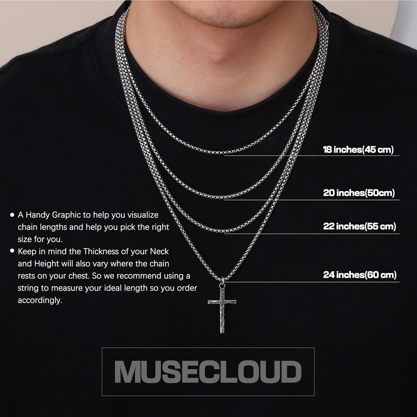 Small Cross Necklace for Men Silver Cross Pendant with Stainless Steel Box Chain | Mens Sterling Silver Crucifix Necklaces Jewelry for Boyfriend Husbands Birthdays 22 Inches