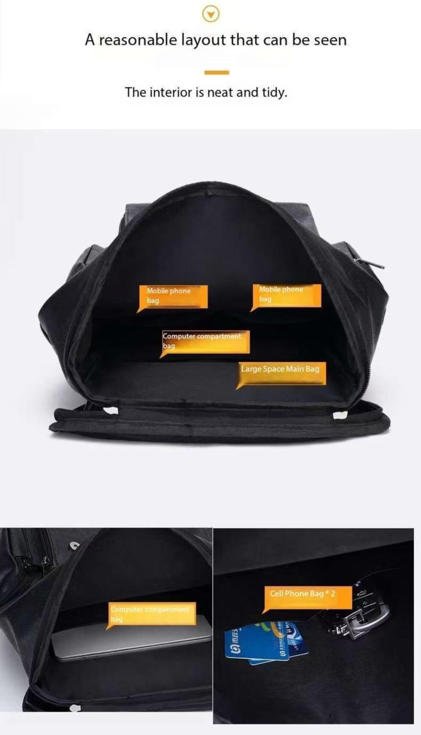 CYLYWJD Men's PU leather backpack, Vintage Flap Cover Daypack for Work Travel College, 15 Inch Laptop Rucksack (black3,Backpack)