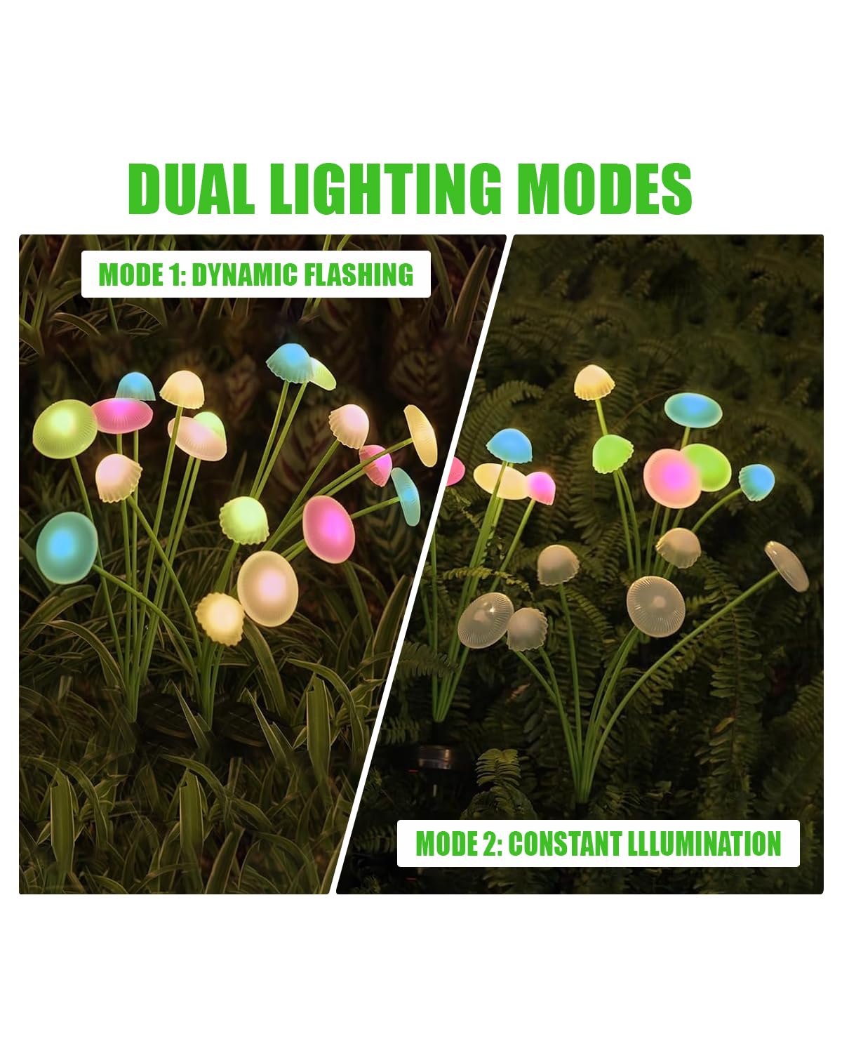 Solar Mushroom Light Outdoor Waterproof,Garden Patio Decorative 4 Colour Lights for Patio Lawn,Landscape Lighting Large Bulbs,Starlight Windswept Lights,Great Gift for Women for Gardening,2 Packs