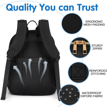KABAQOO Baby Diaper Bag Backpack, Waterproof Diaper Backpack for Mom & Dad with Changing Pad, Insulated Pockets and Stroller Straps, Baby Shower Gifts for Girls & Boys, Black