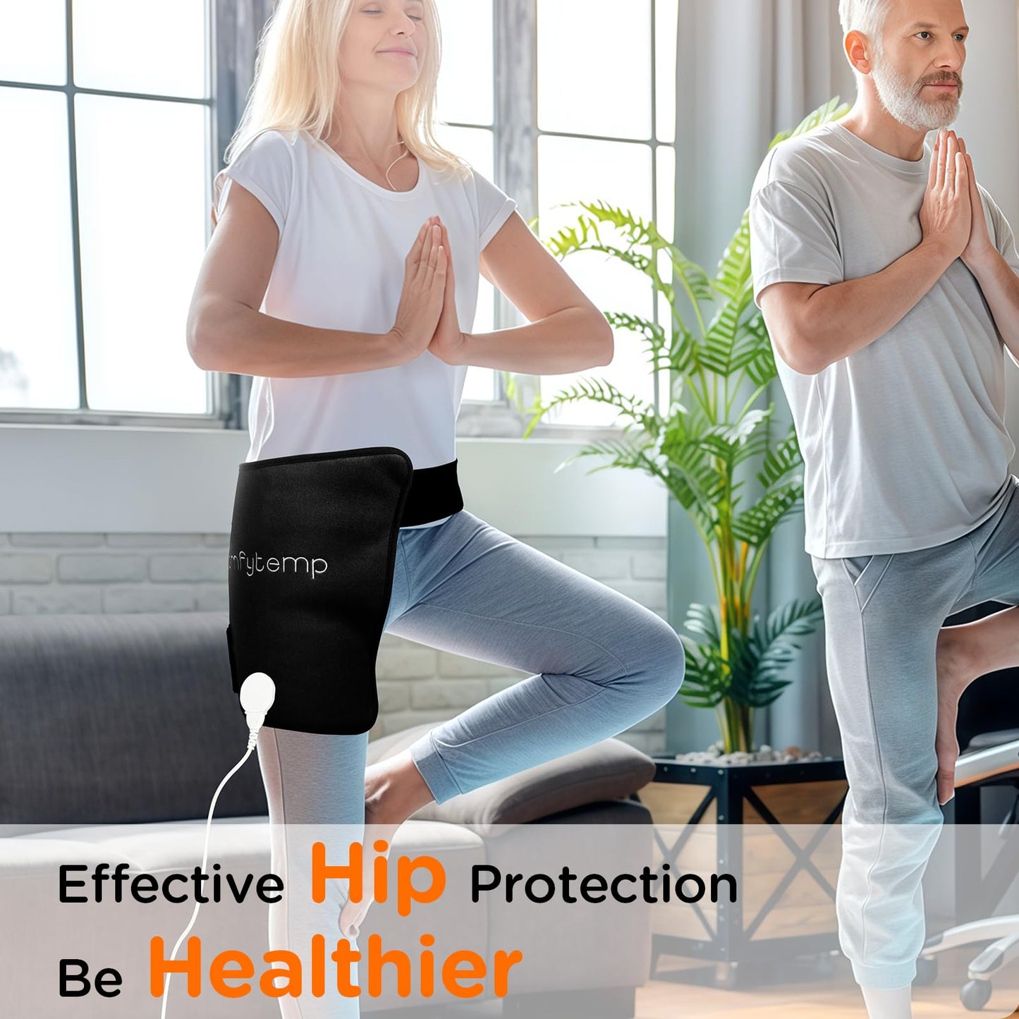 Comfytemp Hip Heating Pad for Hip Sciatica Pain Relief Brace, Birthday Christmas Gift for Mom Women Wife Men Dad, FSA Eligible Lower Back Thigh Buttock Electric HSA Heat Pad Hot Physical Therapy(L/XL)