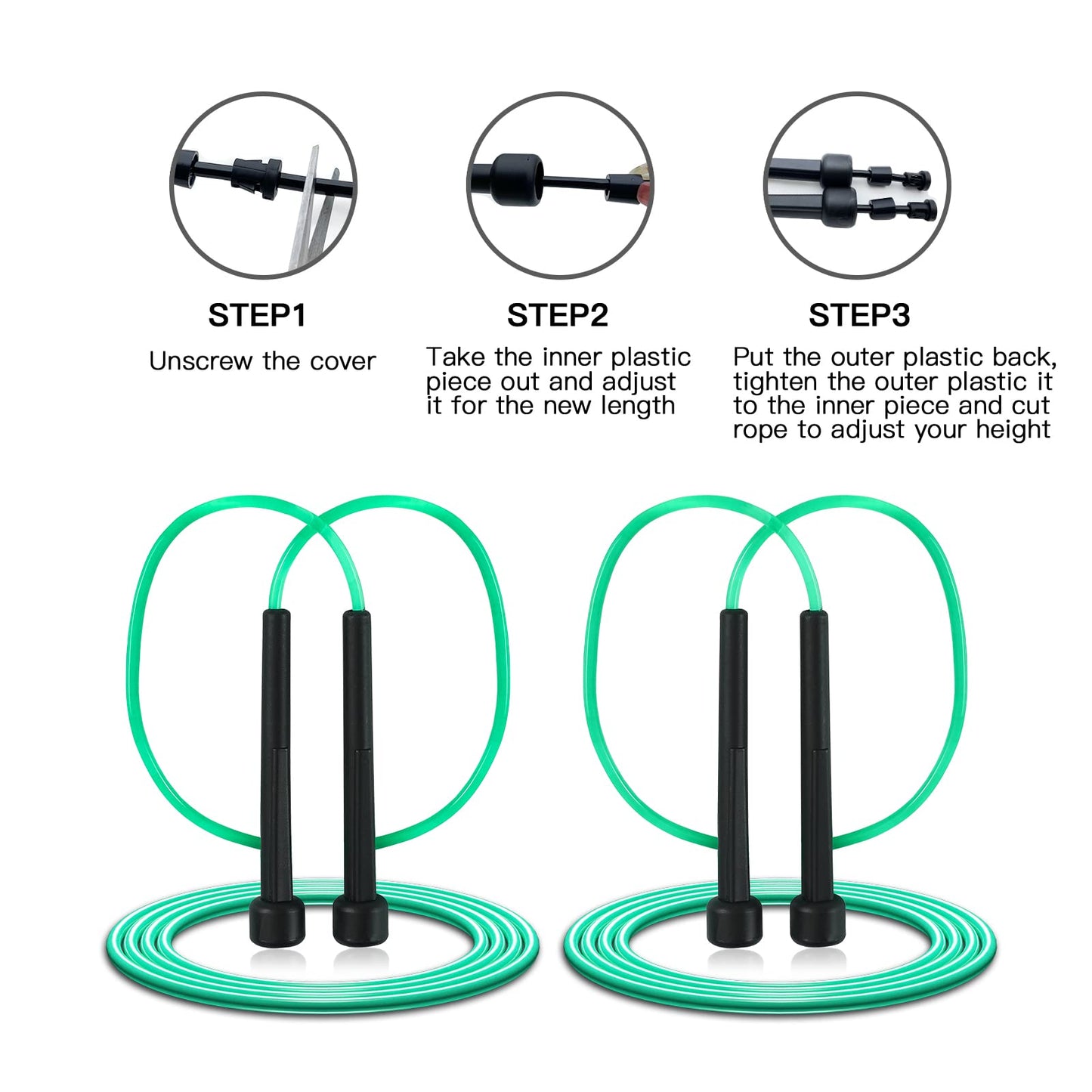 VIIBASE 10 Pack PVC Jump Rope for Cardio Fitness - Versatile Adjustable Skipping Rope for Women Men Kids, Speed Jump Rope for Exercise,9 Feet