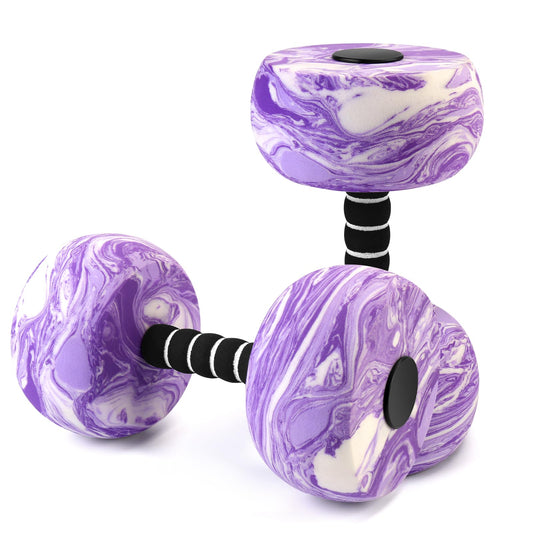 Aquatic Exercise Dumbbells, 2PCS Water Weights for Pool Exercise, Water Aerobics Equipment High-Density EVA-Foam Pool Weights Dumbbells for Weight Loss, Pool Fitness, Water Exercise (Purple)