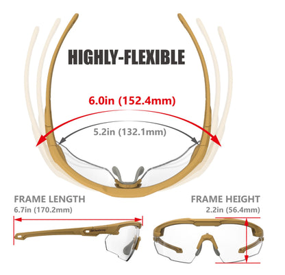 HTS HUNTERSKY S57 Clear Lens Ballistic Tactical Shooting Glasses ANSI Z87+ UV400 Anti-Fog Eyewear for Airsoft Range Security and Outdoor Sports, for Men and Women