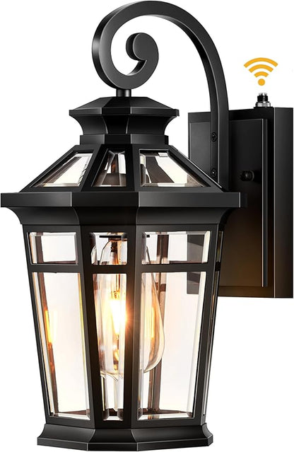 Outdoor Light Fixtures Wall Mount, Black Exterior Sconce Lights Waterproof, Dusk to Dawn Porch Light with Beveled Glass, 100% Aluminum Outdoor Wall Lantern for Garage, Outside Lights for Patio