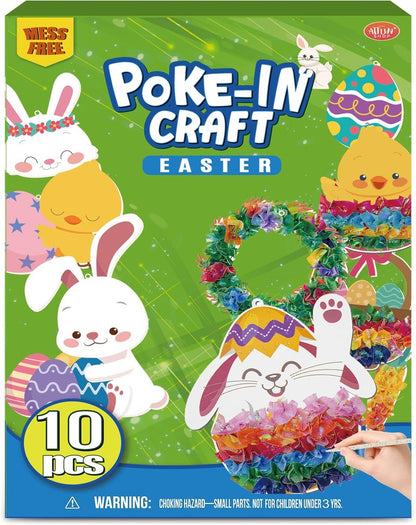 ATFUNSHOP 10 Packs Poke in Crafts Art Easter Basket Stuffers, Mess Free Kids Paper Activites, Easter Gifts for Boys and Girls 4 5 6 7 8 9 Years Old, DIY Eggs & Bunny Toys