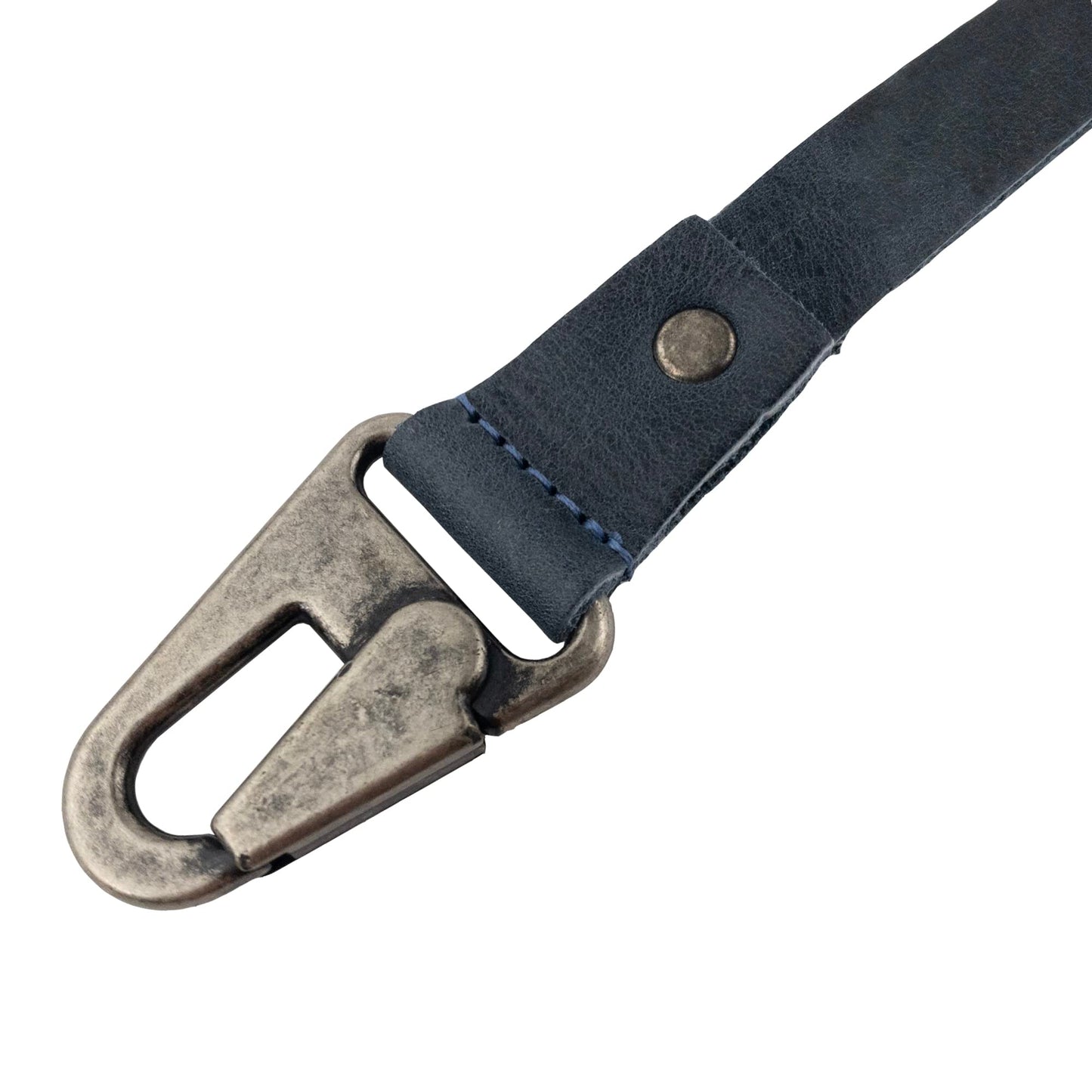 Hide & Drink, Lanyard Keychain for Men and Women, Neck Strap with Hook, ID Holder, Clip to Attach to House, Apartment, Car Keys, Full Grain Leather, Handmade, Slate Blue