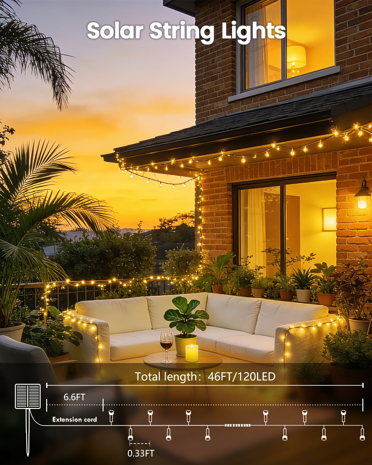 2Pack 240LED Solar String Lights Outdoor Waterproof | Solar Christmas Lights with 8 Modes & Memory, Auto On/Off Solar String Lights for Outside Xmas Tree Garden Yard Patio Wedding Decor (Warm White)