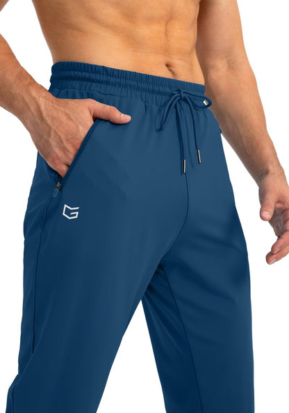 G Gradual Men's Sweatpants with Zipper Pockets Tapered Joggers for Men Athletic Pants for Workout, Jogging, Running (Dark Blue, Small)
