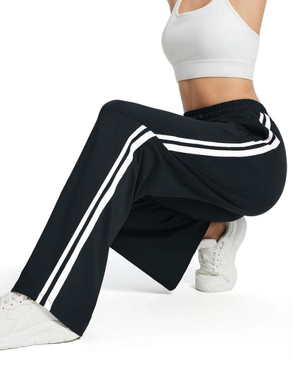 Tapata Women's 30" Inseam Regular Track Pants Loose Straight Leg Jogging Sweatpants Warm-Up Sports Athletic Running, Black, S