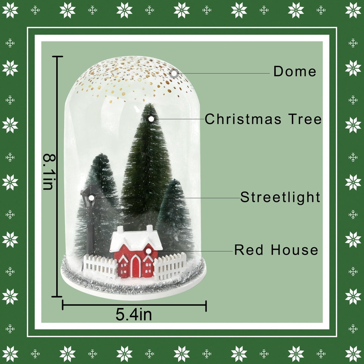 Christmas Decorations Table Centerpieces, Christmas Trees and Red House in Dome Cloche, Xmas Winter Tabletop Decor for Tiered Tray Shelf Mantel Fireplace Coffee Bar Office Desk Holiday Decoration