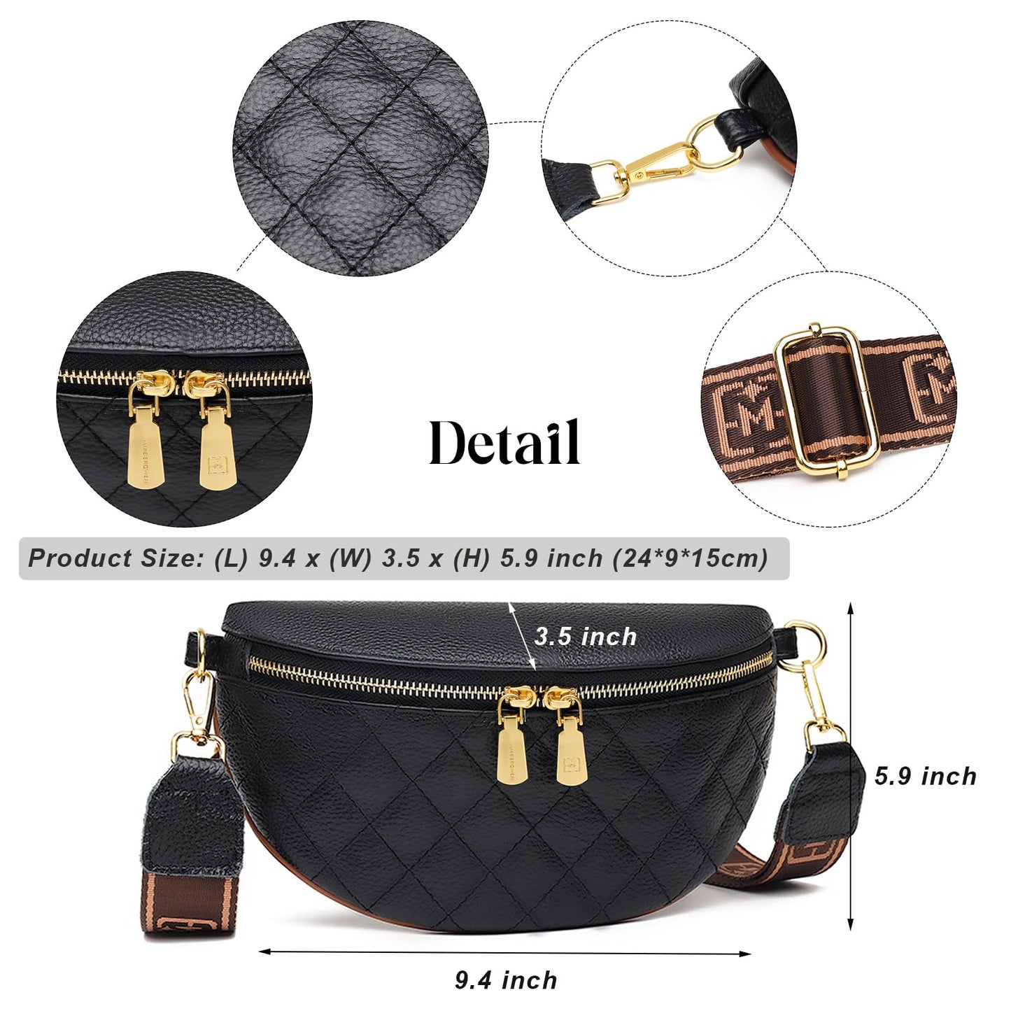 Eslcorri Small Crossbody Sling Bag for Women Trendy - Fashionable Fanny Packs Vegan Leather Chest Belt Bum Bag Anti Theft Crossbody Sling Purse for Women for Travel Sport Camping - Pure Brown