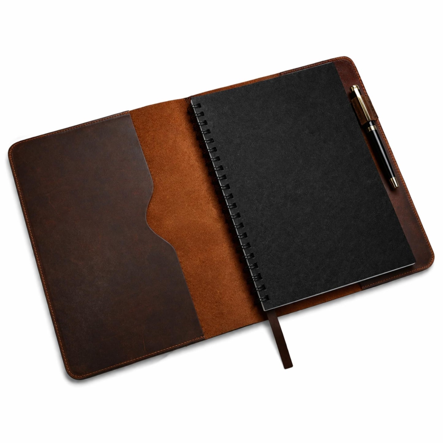 CestAntiQ, Heavy Duty Full Grain Leather Journal Cover (8.5 x 11 in.), Refillable Cahier XXL, Refillable Spiral Notebook (8.5 x 11 in.), Handmade Leather Journal Cover (Brown)