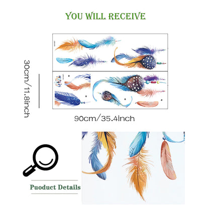 Hanging Dream Feather Wall Stickers, sacinora Plume Wall Decals Removable Vinyl Peel and Stick for Living Room Bedroom Children's Room Sofa TV Background Art Decorations
