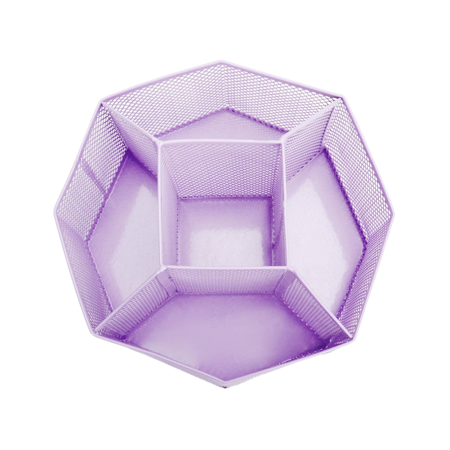 Annova Mesh Desk Organizer Rotate with 5 Compartments Spinning Tidy Candy/Pen Holder Office, Art Supply, Storage, Classroom, Home (Light Purple)