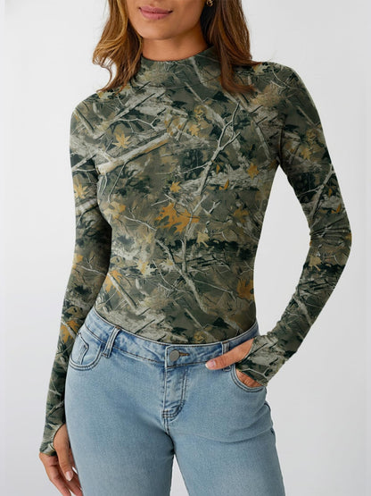 Dealmore Lace Sheer Long Sleeve Floral Mesh Mockneck Trendy Cute Going Out Tops for Women Fall Fashion Outfits 2025 Clothes