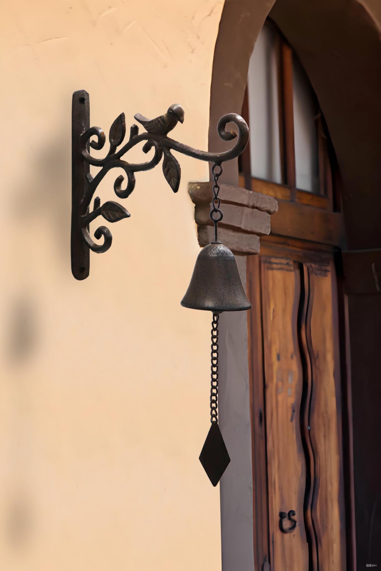 ChengPin Outdoor Iron Dinner Bell, Wall Mounted Hanging Bell, Clear Melodious Sound, Decor for Door Garden Yard Home (Black Bird)
