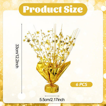 6 Pcs Metallic Foil Spray Centerpiece Star Table Decoration Gold Centerpieces Decors with Star Burst Table Centerpieces for Birthday Wedding Holiday Anniversary Graduation Home Party