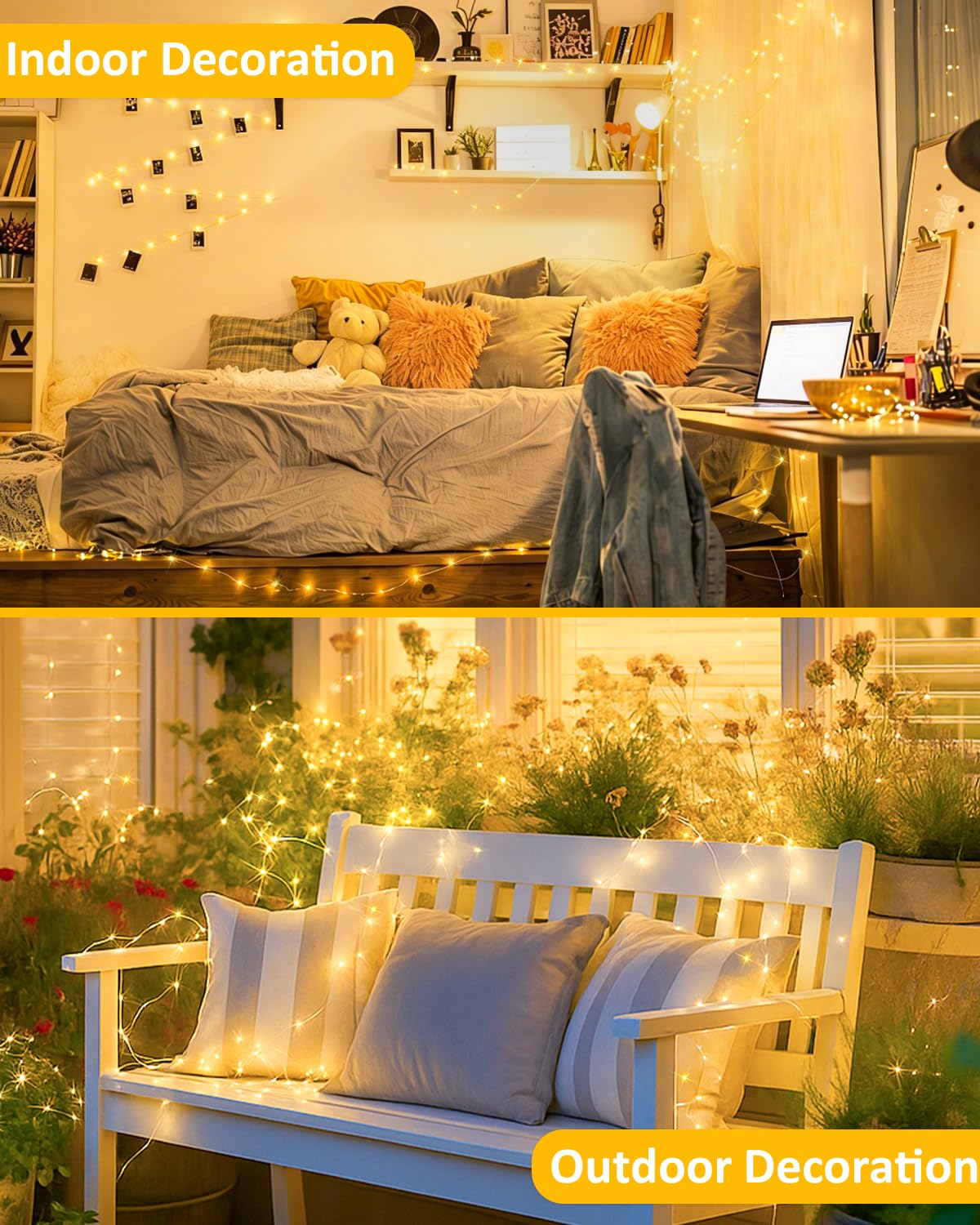 3 Pack 60 LED Fairy Lights Battery Operated with Remote, 8 Modes String Lights Indoor Outdoor, Cuttable Battery Light for Home Bedroom Wedding DIY Centerpiece Christmas Decorations (Warm White)