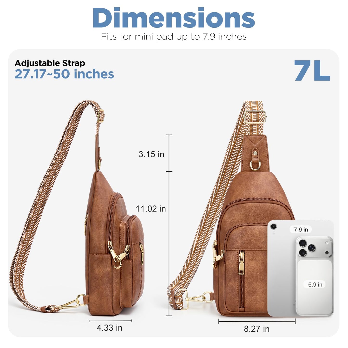 Fiiuos Anti Theft Crossbody Bags for Women RFID Sling Bag, Vegan Leather Cross Body Travel Purse for Work & Daily Use, Hands-Free Casual Daypack for Women Men Mocha Brown