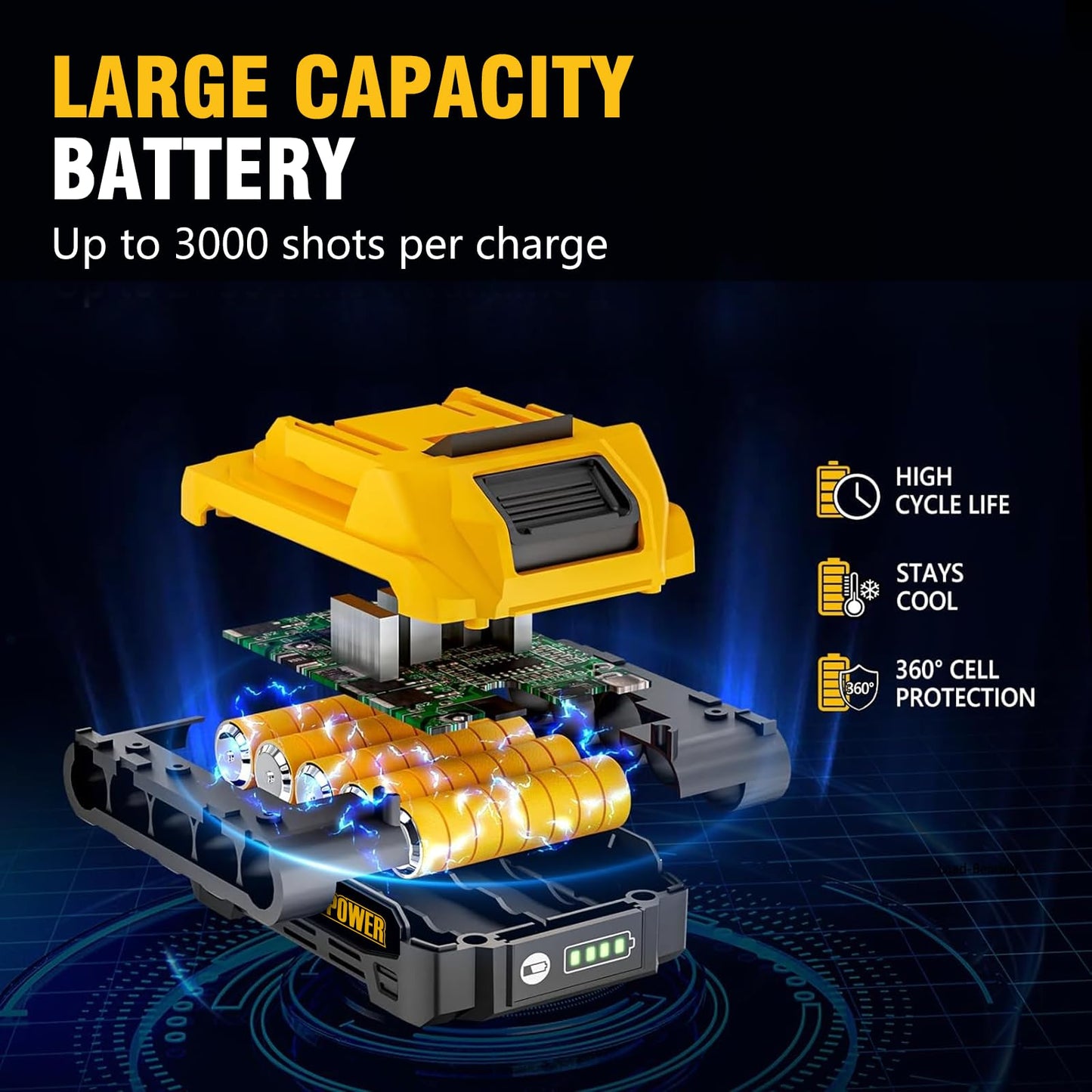 ALLOYPOWER 3/8''Crown Stapler, 18 Gauge 2 in 1 Cordless Brad Nailer/Electric Stapler with 2.0AH Battery & Charger, Nail Gun Battery Powered with 2,000PCS Staples and Nails for Upholstery & Family DIY