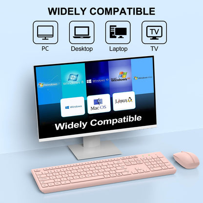 Wireless Keyboard and Mouse Combo, Full Size Silent Ergonomic Keyboard and Mouse, Long Battery Life, Optical Mouse, 2.4G Lag-Free Cordless Mice Keyboard for Computer, Mac, Laptop, PC, Windows