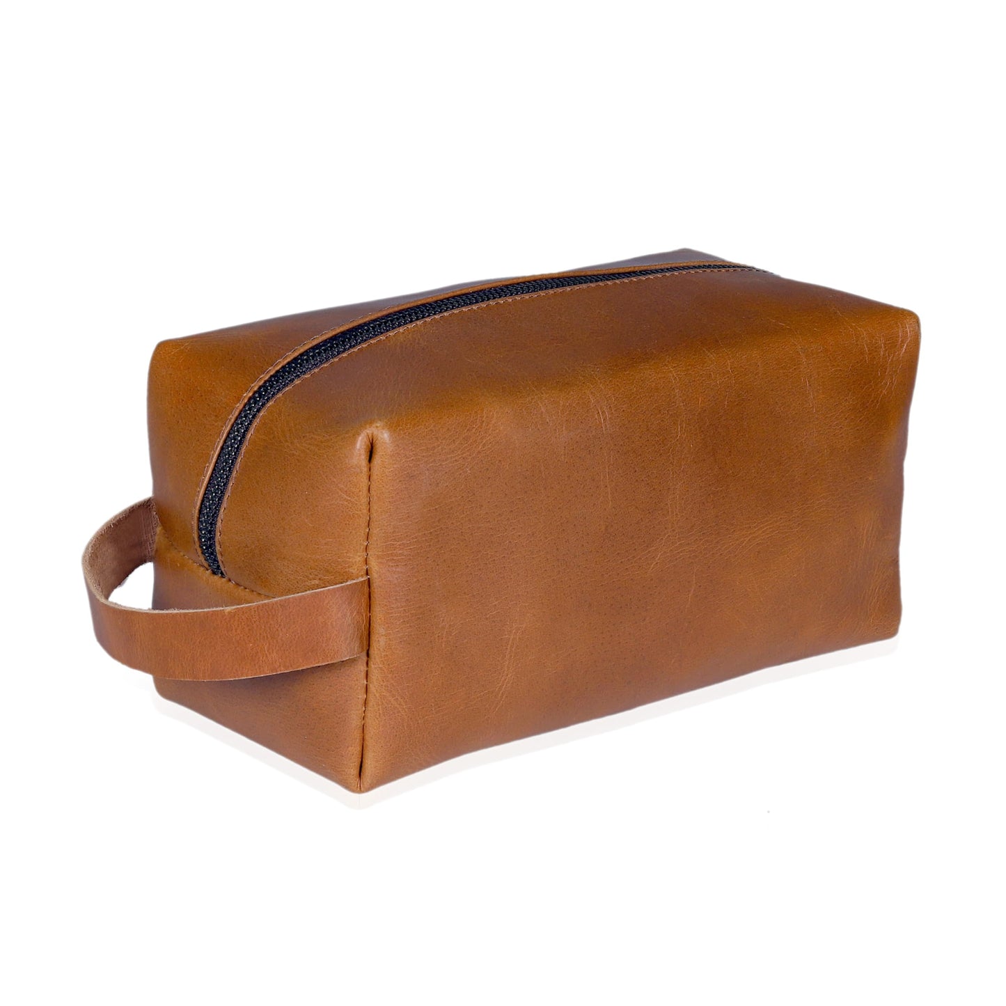 cuero Buffalo Leather Dopp Kit for Men and Women, Travel Toiletry Bag, Shaving and Cosmetic Organizer with Zipper Closure, Tan