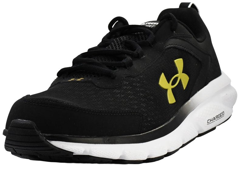 Under Armour Men's Charged Assert 9 Running Shoe, Black/White/Gold,9.5