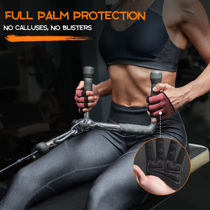 SueStar Partial Weight Lifting Gloves, 3/4 Finger Workout Gloves for Men Women, Full Palm Protection & Silicone Grip Gym for Weightlifting Exercise Fitness Smartwatch Friendly