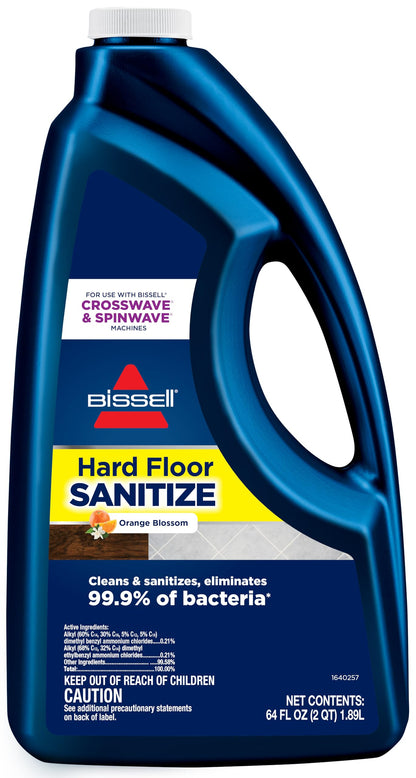 Bissell Hard Floor Sanitize Formula, 25041, 64 Fl Oz CrossWave & Spinwave, Use on Sealed Hard Floors, Orange Bloosom