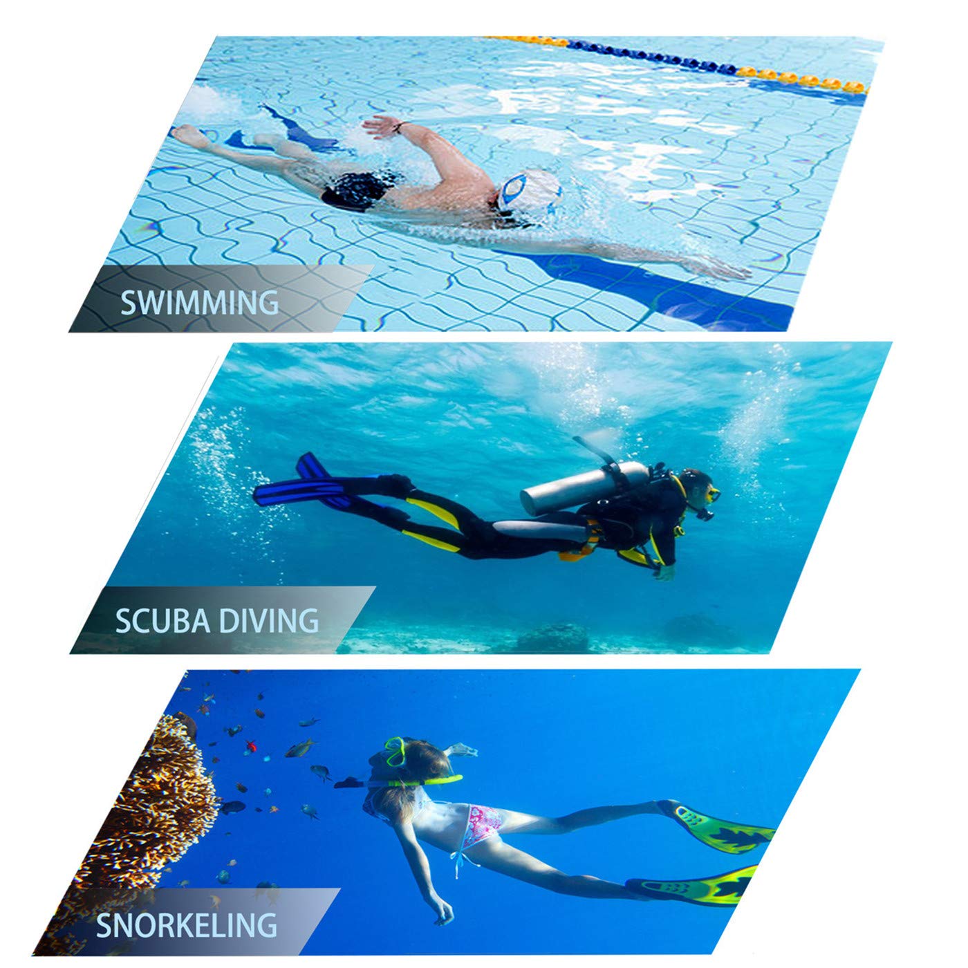 Snorkel mask Snorkeling Set for Adults and Youth, Diving mask and Full Dry Snorkel Swim Googles is Suitable for Snorkeling, Dive Scuba Diving, Swimming (Black)