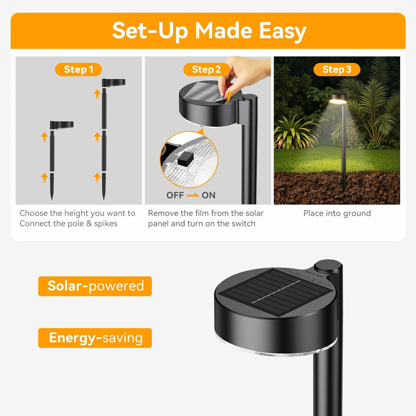 Ahaorigin 8 Pack Solar Pathway Lights Outdoor, 12 Brighter LEDs Solar Lights Outdoor Waterproof, Up to 12 Hrs Modern Path Light for Yard Garden Walkway Driveway Lawn, Warm White