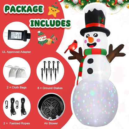 AerWo 12FT Christmas Inflatable Outdoor Decoration, Giant Inflatable Snowman Outdoor Christmas Blow up Yard Decorations with LED Lights and Cardinal, Snowman Outdoor Christmas Decorations Yard Lawn