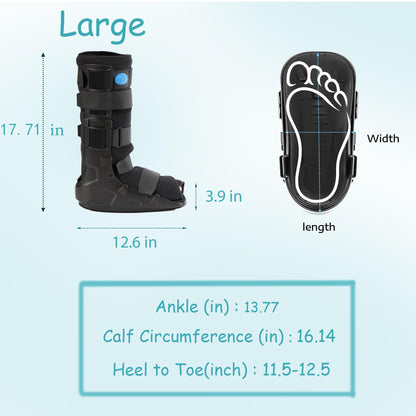 Medibot Air Cam Walker Tall Fracture Boot, Medical Recovery Walking Boot for Broken Foot, Sprained Ankle, Fractures, Adjustable Air Bladders, Universal Fit for Men & Women, Left or Right Foot(Large)