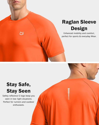 G Gradual Men's Athletic Workout T-Shirts Moisture Wicking Cooling Running Shirts Short Sleeve Performance Tee for Gym Tennis(Orange,M)