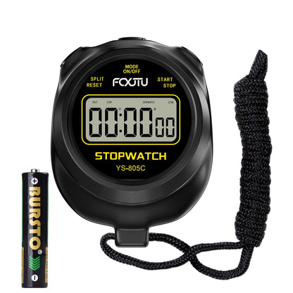 FCXJTU Simple Stopwatch Timer, Single Lap Stopwatch Countdown Timer, No Hourly Beep, On/Off, AAA Battery(Included), Large Display, Easy to Use, Ideal for Kids Coaches Black